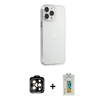 MARSİLYAN™- iPhone 15 Pro Max Kılıf Kutup Doku Koleksiyonu - Siyah Polymer Nano Ekran Koruyucu + PVD Metal Kamera Lens - TU