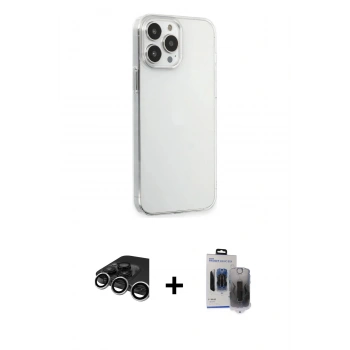 MARSİLYAN™- iPhone 15 Pro Max Kılıf Kutup Doku Koleksiyonu - Siyah Vanessa Magic Hayalet Cam + Raze Metal Kamera Lens - GS
