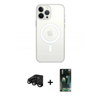 MARSİLYAN™- iPhone 15 Pro Max Kılıf Kutup Klasik Serisi - Şeffaf 360 Full Body Arka Koruyucu + Raze Metal Kamera Lens - SH