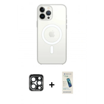 MARSİLYAN™- iPhone 15 Pro Max Kılıf Kutup Klasik Serisi - Şeffaf Pasifik Cam Ekran Koruyucu + PVD Metal Kamera Lens - LT