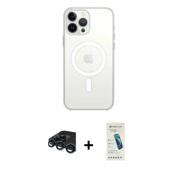 MARSİLYAN™- iPhone 15 Pro Max Kılıf Kutup Klasik Serisi - Şeffaf Pasifik Cam Ekran Koruyucu + Raze Metal Kamera Lens - LT