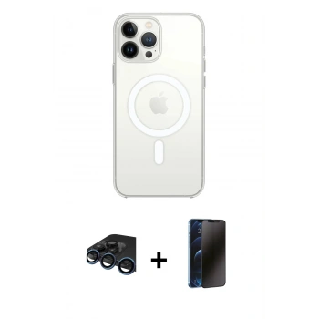 MARSİLYAN™- iPhone 15 Pro Max Kılıf Kutup Klasik Serisi - Siyah 3D Antistatik Hayalet Cam Ekran Koruyucu + Raze Metal Kamera Lens - LT