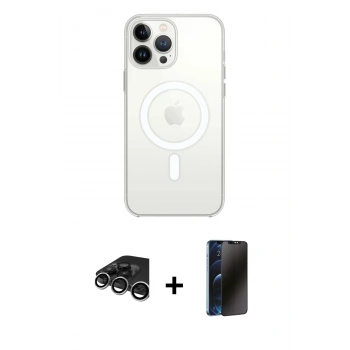 MARSİLYAN™- iPhone 15 Pro Max Kılıf Kutup Klasik Serisi - Siyah 3D Antistatik Hayalet Cam Ekran Koruyucu + Raze Metal Kamera Lens - GS