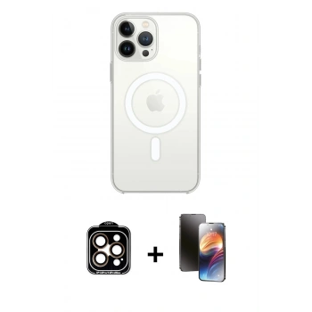 MARSİLYAN™- iPhone 15 Pro Max Kılıf Kutup Klasik Serisi - Siyah 3D Antistatik Mat Seramik Nano Ekran Koruyucu + PVD Metal Kamera Lens - TU