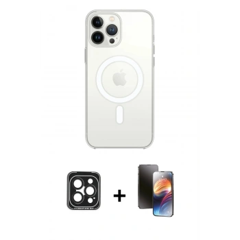 MARSİLYAN™- iPhone 15 Pro Max Kılıf Kutup Klasik Serisi - Siyah 3D Antistatik Mat Seramik Nano Ekran Koruyucu + PVD Metal Kamera Lens - SH