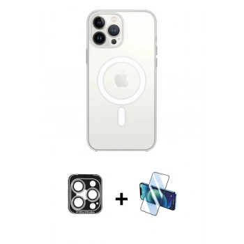 MARSİLYAN™- iPhone 15 Pro Max Kılıf Kutup Klasik Serisi - Siyah 3D Antistatik Seramik Nano Ekran Koruyucu + PVD Metal Kamera Lens - GS