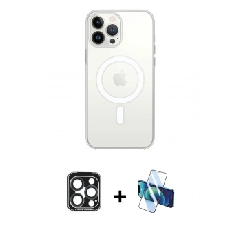 MARSİLYAN™- iPhone 15 Pro Max Kılıf Kutup Klasik Serisi - Siyah 3D Antistatik Seramik Nano Ekran Koruyucu + PVD Metal Kamera Lens - LT