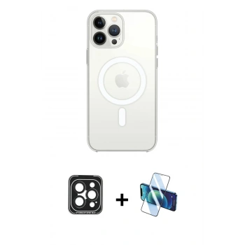 MARSİLYAN™- iPhone 15 Pro Max Kılıf Kutup Klasik Serisi - Siyah 3D Antistatik Seramik Nano Ekran Koruyucu + PVD Metal Kamera Lens - SH