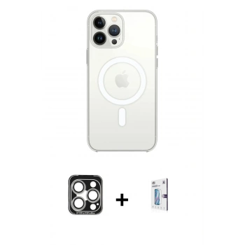 MARSİLYAN™- iPhone 15 Pro Max Kılıf Kutup Klasik Serisi - Siyah Bilvis 0.18mm Plus Cam Ekran Koruyucu + PVD Metal Kamera Lens - GS