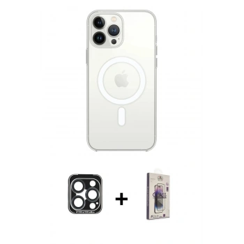 MARSİLYAN™- iPhone 15 Pro Max Kılıf Kutup Klasik Serisi - Siyah Bilvis 3D Cam Ekran Koruyucu + PVD Metal Kamera Lens - LT