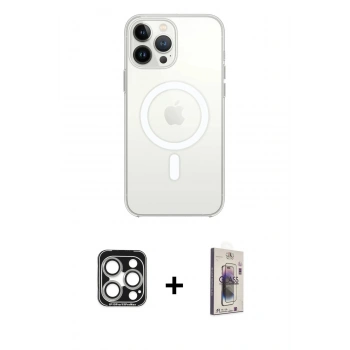 MARSİLYAN™- iPhone 15 Pro Max Kılıf Kutup Klasik Serisi - Siyah Bilvis 3D Cam Ekran Koruyucu + PVD Metal Kamera Lens - GS
