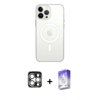 MARSİLYAN™- iPhone 15 Pro Max Kılıf Kutup Klasik Serisi - Siyah Bilvis 5in1 3D Magic Cam Ekran Koruyucu + PVD Metal Kamera Lens - GS