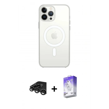 MARSİLYAN™- iPhone 15 Pro Max Kılıf Kutup Klasik Serisi - Siyah Bilvis 5in1 3D Magic Cam Ekran Koruyucu + Raze Metal Kamera Lens - TMGI