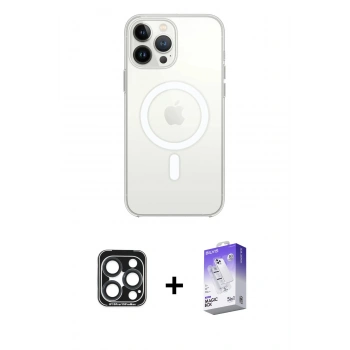 MARSİLYAN™- iPhone 15 Pro Max Kılıf Kutup Klasik Serisi - Siyah Bilvis 5in1 3D Magic Cam Ekran Koruyucu + PVD Metal Kamera Lens - LT