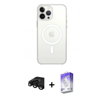 MARSİLYAN™- iPhone 15 Pro Max Kılıf Kutup Klasik Serisi - Siyah Bilvis 5in1 3D Magic Cam Ekran Koruyucu + Raze Metal Kamera Lens - SH