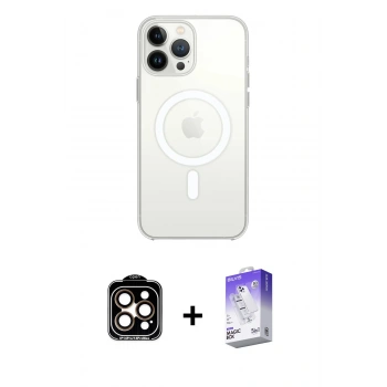 MARSİLYAN™- iPhone 15 Pro Max Kılıf Kutup Klasik Serisi - Siyah Bilvis 5in1 3D Magic Cam Ekran Koruyucu + PVD Metal Kamera Lens - TU