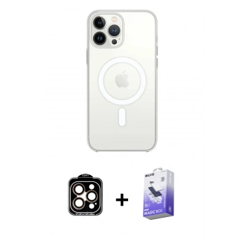 MARSİLYAN™- iPhone 15 Pro Max Kılıf Kutup Klasik Serisi - Siyah Bilvis 5in1 5D Magic Hayalet Cam Ekran Koruyucu + PVD Metal Kamera Lens - TU