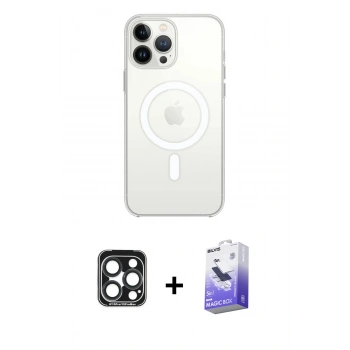 MARSİLYAN™- iPhone 15 Pro Max Kılıf Kutup Klasik Serisi - Siyah Bilvis 5in1 5D Magic Hayalet Cam Ekran Koruyucu + PVD Metal Kamera Lens - LT