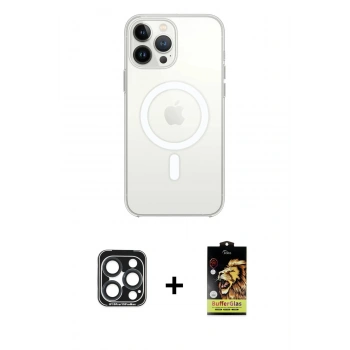 MARSİLYAN™- iPhone 15 Pro Max Kılıf Kutup Klasik Serisi - Siyah Buffer Cam Ekran Koruyucu + PVD Metal Kamera Lens - LT