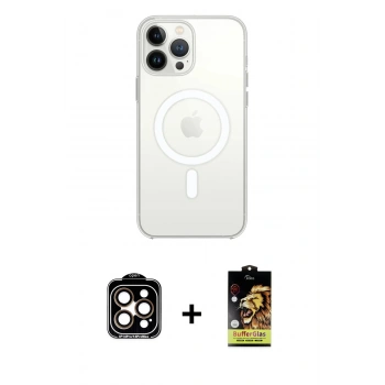 MARSİLYAN™- iPhone 15 Pro Max Kılıf Kutup Klasik Serisi - Siyah Buffer Cam Ekran Koruyucu + PVD Metal Kamera Lens - TU