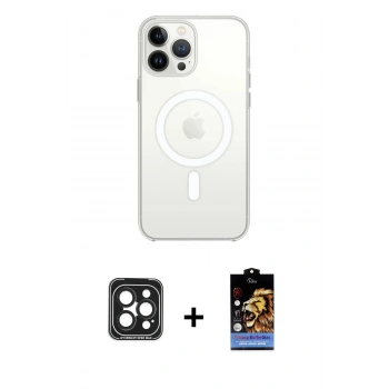 MARSİLYAN™- iPhone 15 Pro Max Kılıf Kutup Klasik Serisi - Siyah Buffer Hayalet Cam Ekran Koruyucu + PVD Metal Kamera Lens - SH