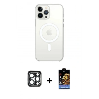 MARSİLYAN™- iPhone 15 Pro Max Kılıf Kutup Klasik Serisi - Siyah Buffer Hayalet Cam Ekran Koruyucu + PVD Metal Kamera Lens - LT