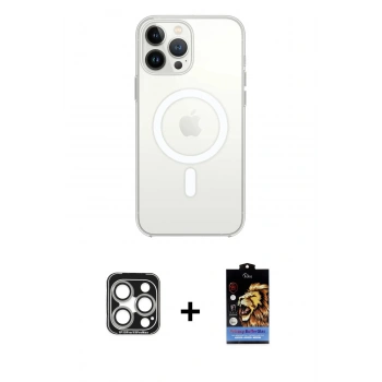 MARSİLYAN™- iPhone 15 Pro Max Kılıf Kutup Klasik Serisi - Siyah Buffer Hayalet Cam Ekran Koruyucu + PVD Metal Kamera Lens - GS