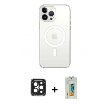 MARSİLYAN™- iPhone 15 Pro Max Kılıf Kutup Klasik Serisi - Siyah Polymer Nano Ekran Koruyucu + PVD Metal Kamera Lens - SH