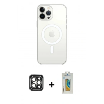 MARSİLYAN™- iPhone 15 Pro Max Kılıf Kutup Klasik Serisi - Siyah Polymer Nano Ekran Koruyucu + PVD Metal Kamera Lens - GI