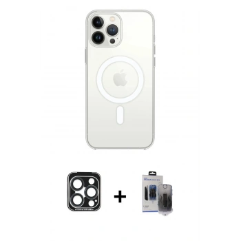 MARSİLYAN™- iPhone 15 Pro Max Kılıf Kutup Klasik Serisi - Siyah Vanessa Magic Hayalet Cam + PVD Metal Kamera Lens - LT