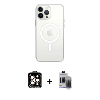 MARSİLYAN™- iPhone 15 Pro Max Kılıf Kutup Klasik Serisi - Siyah Vanessa Magic Hayalet Cam + PVD Metal Kamera Lens - TU