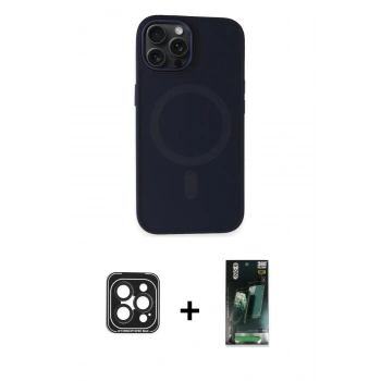 MARSİLYAN™- iPhone 15 Pro Max Kılıf Kutup Serisi - Şeffaf 360 Full Body Arka Koruyucu + PVD Metal Kamera Lens - SH