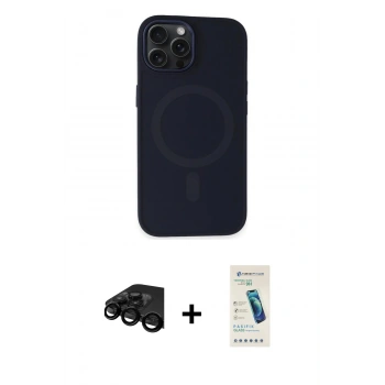 MARSİLYAN™- iPhone 15 Pro Max Kılıf Kutup Serisi - Şeffaf Pasifik Cam Ekran Koruyucu + Raze Metal Kamera Lens - SH
