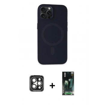MARSİLYAN™- iPhone 15 Pro Max Kılıf Kutup Serisi - Siyah 360 Mat Full Body Arka Koruyucu + PVD Metal Kamera Lens - GI