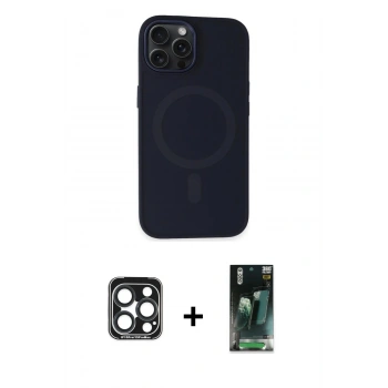 MARSİLYAN™- iPhone 15 Pro Max Kılıf Kutup Serisi - Siyah 360 Mat Full Body Arka Koruyucu + PVD Metal Kamera Lens - LT