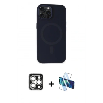 MARSİLYAN™- iPhone 15 Pro Max Kılıf Kutup Serisi - Siyah 3D Antistatik Seramik Nano Ekran Koruyucu + PVD Metal Kamera Lens - GS