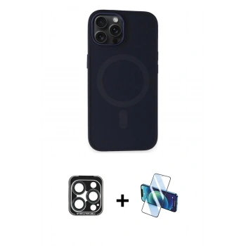 MARSİLYAN™- iPhone 15 Pro Max Kılıf Kutup Serisi - Siyah 3D Antistatik Seramik Nano Ekran Koruyucu + PVD Metal Kamera Lens - LT