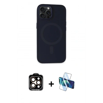 MARSİLYAN™- iPhone 15 Pro Max Kılıf Kutup Serisi - Siyah 3D Antistatik Seramik Nano Ekran Koruyucu + PVD Metal Kamera Lens - TU
