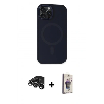 MARSİLYAN™- iPhone 15 Pro Max Kılıf Kutup Serisi - Siyah Bilvis 3D Cam Ekran Koruyucu + Raze Metal Kamera Lens - GS