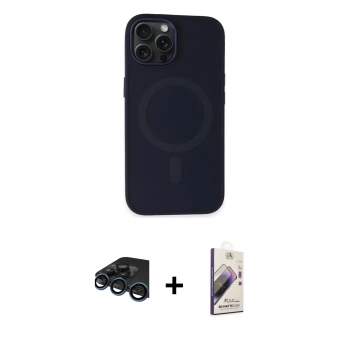 MARSİLYAN™- iPhone 15 Pro Max Kılıf Kutup Serisi - Siyah Bilvis 3D Mat Cam Ekran Koruyucu + Raze Metal Kamera Lens - LT