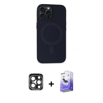 MARSİLYAN™- iPhone 15 Pro Max Kılıf Kutup Serisi - Siyah Bilvis 5in1 5D Magic Hayalet Cam Ekran Koruyucu + PVD Metal Kamera Lens - LT