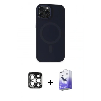 MARSİLYAN™- iPhone 15 Pro Max Kılıf Kutup Serisi - Siyah Bilvis 5in1 5D Magic Hayalet Cam Ekran Koruyucu + PVD Metal Kamera Lens - GS