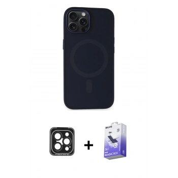 MARSİLYAN™- iPhone 15 Pro Max Kılıf Kutup Serisi - Siyah Bilvis 5in1 5D Magic Hayalet Cam Ekran Koruyucu + PVD Metal Kamera Lens - SH