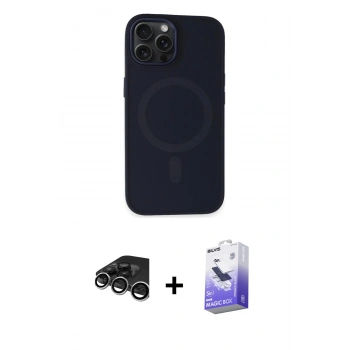 MARSİLYAN™- iPhone 15 Pro Max Kılıf Kutup Serisi - Siyah Bilvis 5in1 5D Magic Hayalet Cam Ekran Koruyucu + Raze Metal Kamera Lens - GS