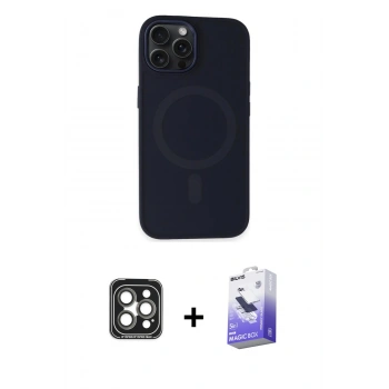 MARSİLYAN™- iPhone 15 Pro Max Kılıf Kutup Serisi - Siyah Bilvis 5in1 5D Magic Hayalet Cam Ekran Koruyucu + PVD Metal Kamera Lens - GI