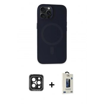 MARSİLYAN™- iPhone 15 Pro Max Kılıf Kutup Serisi - Siyah Bilvis Hayalet Cam Ekran Koruyucu + PVD Metal Kamera Lens - SH