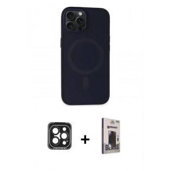 MARSİLYAN™- iPhone 15 Pro Max Kılıf Kutup Serisi - Siyah Bilvis Hayalet Cam Ekran Koruyucu + PVD Metal Kamera Lens - SH
