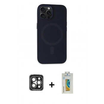 MARSİLYAN™- iPhone 15 Pro Max Kılıf Kutup Serisi - Siyah Polymer Nano Ekran Koruyucu + PVD Metal Kamera Lens - GI