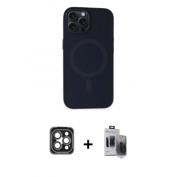 MARSİLYAN™- iPhone 15 Pro Max Kılıf Kutup Serisi - Siyah Vanessa Magic Hayalet Cam + PVD Metal Kamera Lens - GI