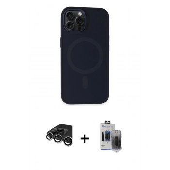 MARSİLYAN™- iPhone 15 Pro Max Kılıf Kutup Serisi - Siyah Vanessa Magic Hayalet Cam + Raze Metal Kamera Lens - GS